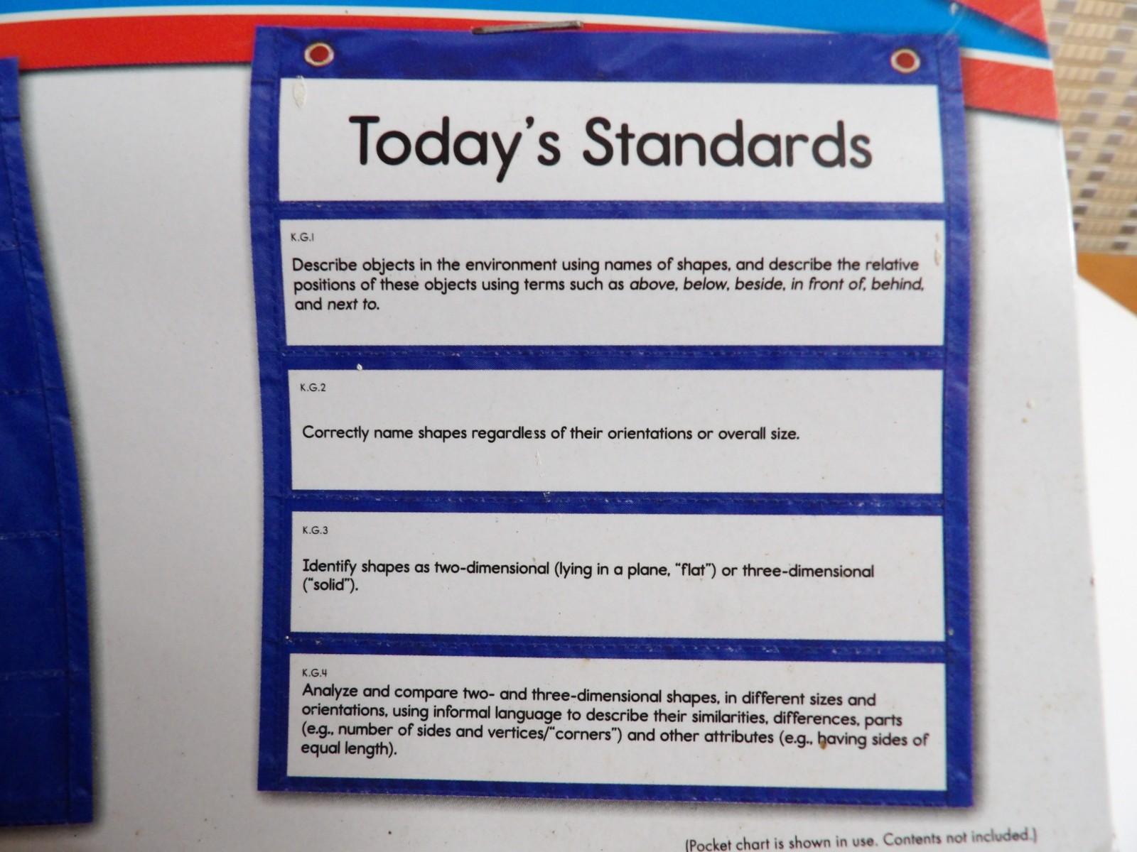 Daily Standards Pocket Chart (13"x14") with 3 Clear Pockets (13"x2")