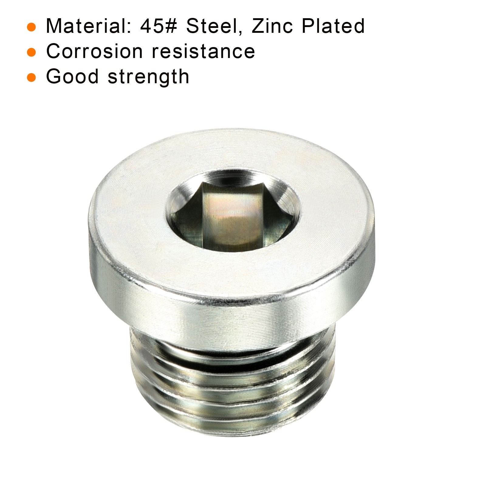 2 Pack M16*1.5 Hex Head Pipe Fitting Plug Male Thread 45# Steel Plug