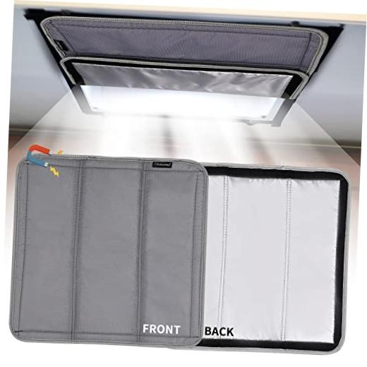 Magnetic RV Skylight Shade 16"x16", Double-Side Foldable RV Vent 16" x 16" Grey