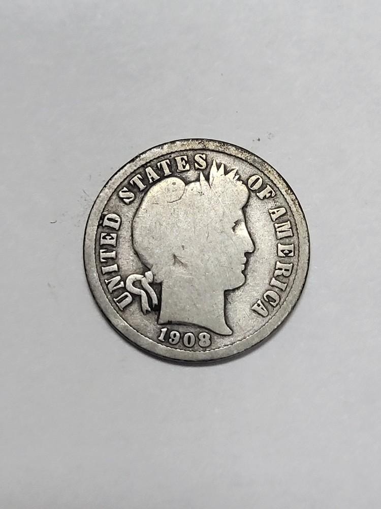 1908 D Barber Dime