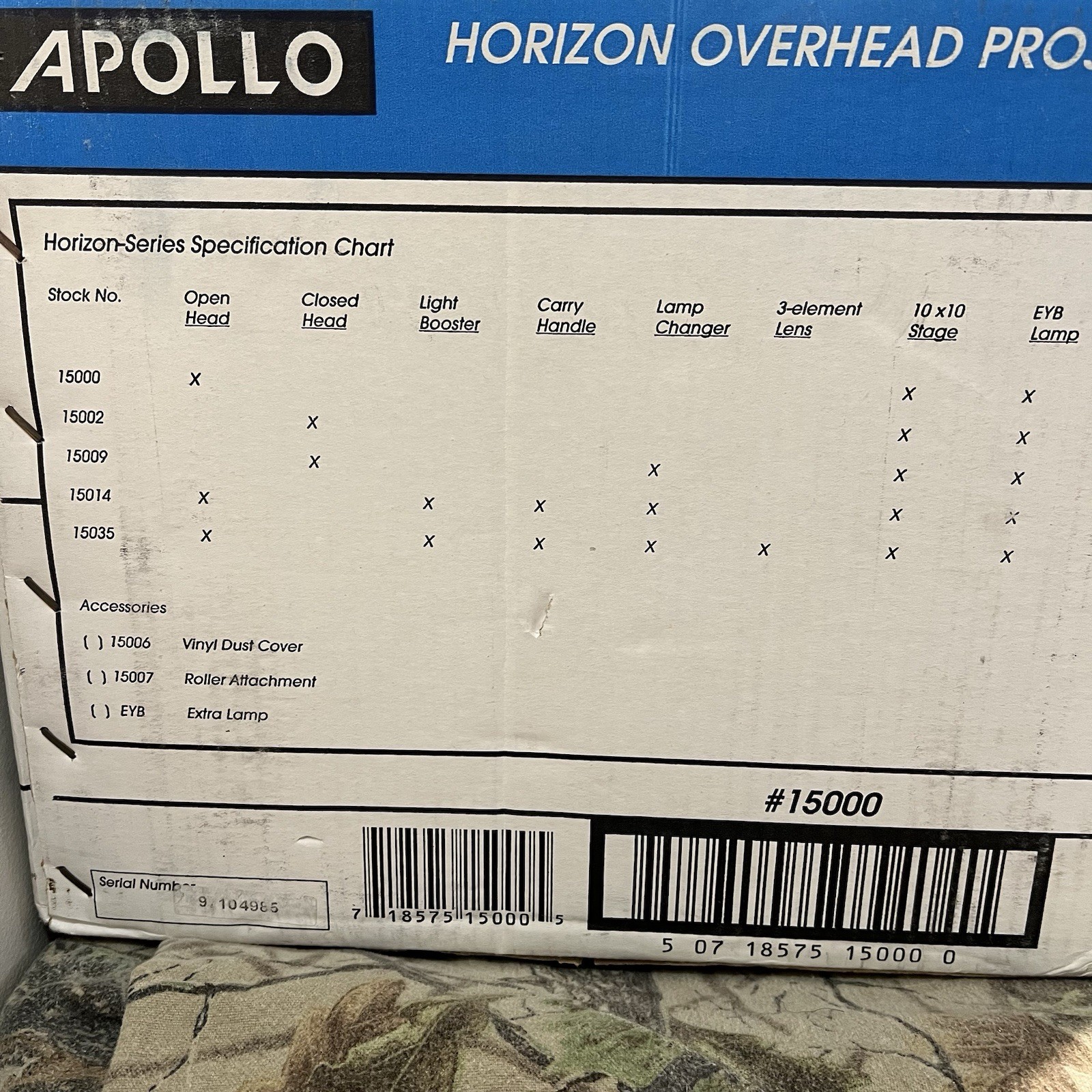 Vintage Horizon Apollo Overhead Projector Model 15000 Series NOS