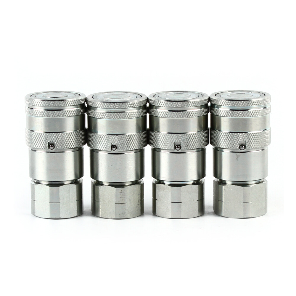 4 Sets 1/2" NPT Skid Steer Flat Face Hydraulic Quick Connect Couplers For Bobcat