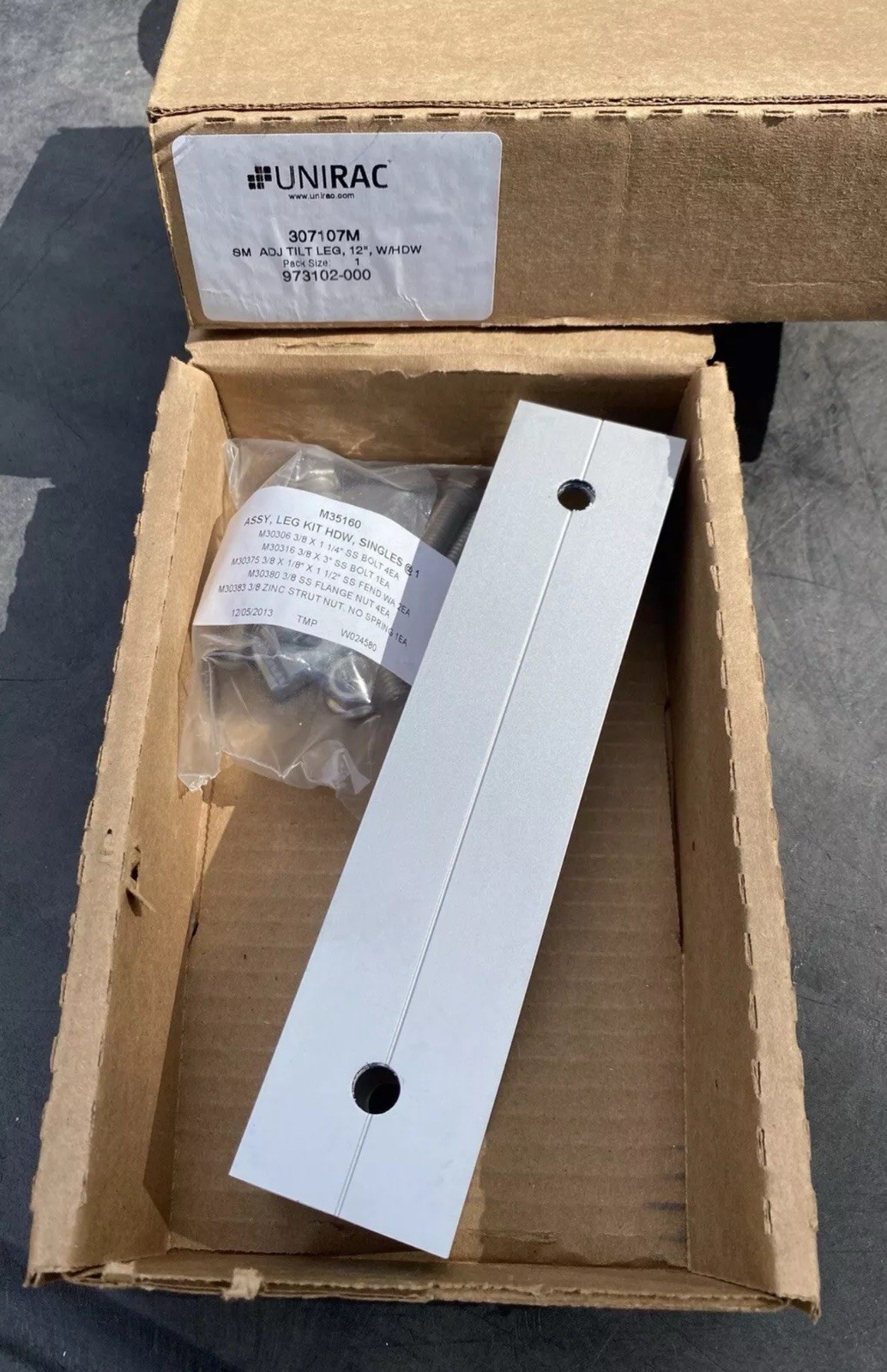 LOT of 10 NEW Unirac SolarMount SM Adjustable Tilt Leg 12" w/ Hardware 307107M