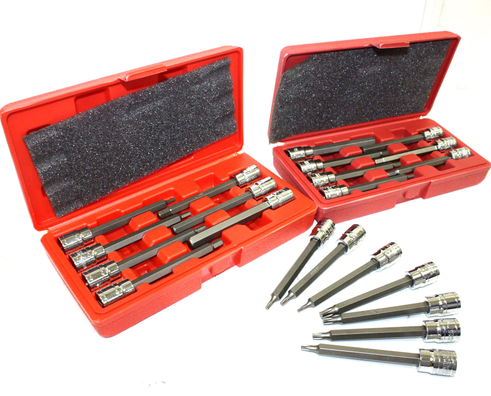 21pc 3/8" DRIVE METRIC SAE 4-1/2" EXTRA LONG SHANK HEX TORX BIT SOCKET SET