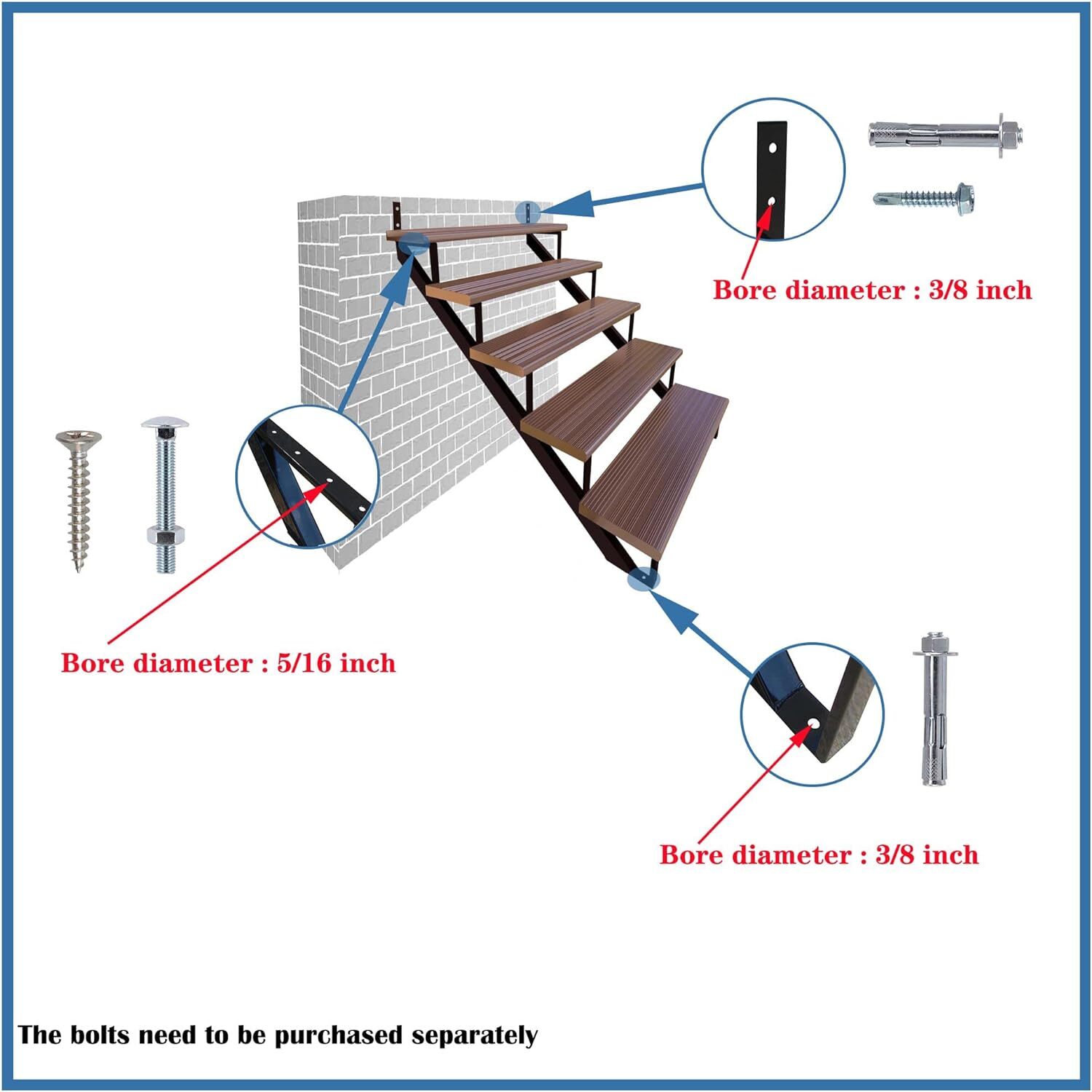 Steel Step Stair Riser - 3 Step For Deck height 27 inches Stair stringer Step...