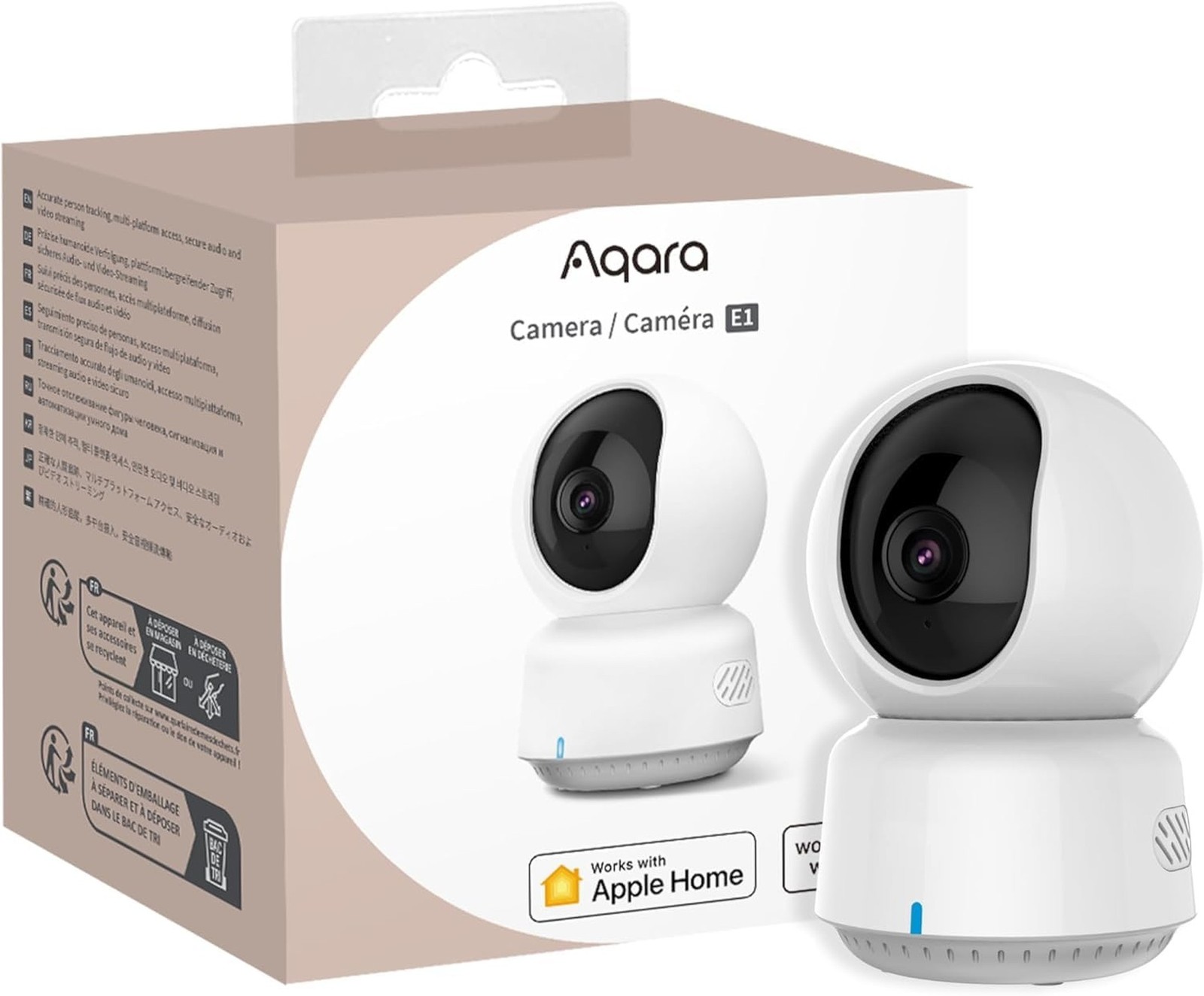 Aqara 2K Indoor Security Camera E1, Pan & Tilt, HomeKit Secure Video Indoor C...