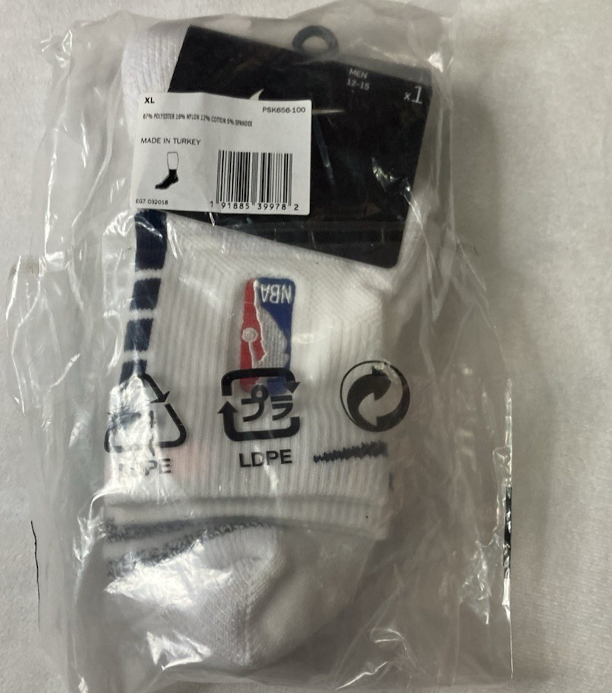 Nike NBA Authentic XL Socks White Black Power Player Team Issued On Court