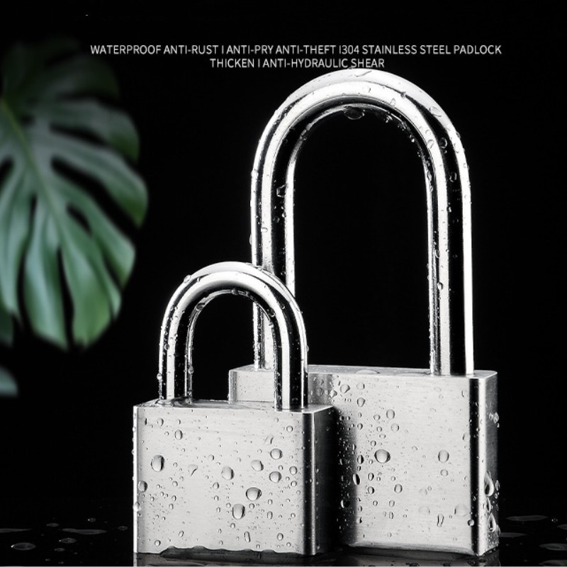 70x92mm Stainless Steel Padlock, Waterproof Rust-Resistant Security Lock 4 Keys