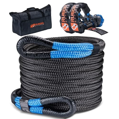 RUGCEL Kinetic Recovery Rope Kit 34000 lbs，1in×30ft Power kinetic recovery rope