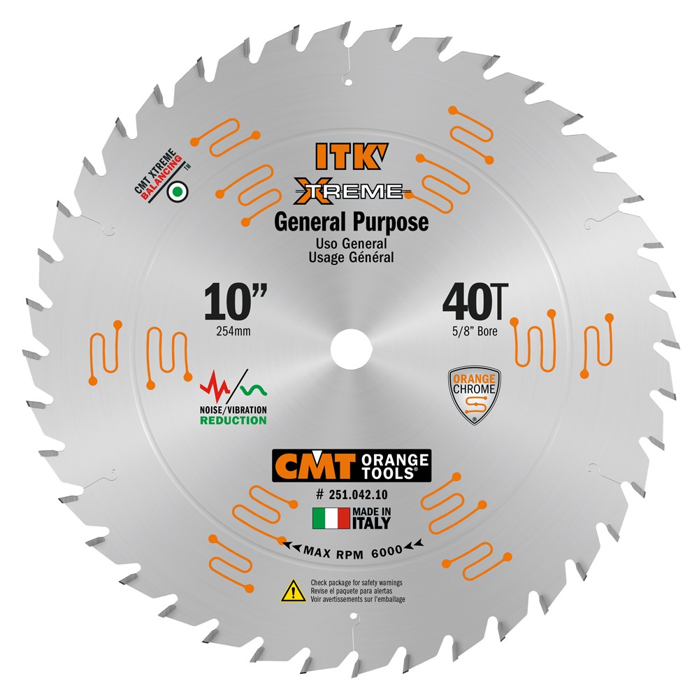 CMT 251.042.10 ITK XTreme General Purpose Saw Blade, 10-Inch x 40 Teeth ATB