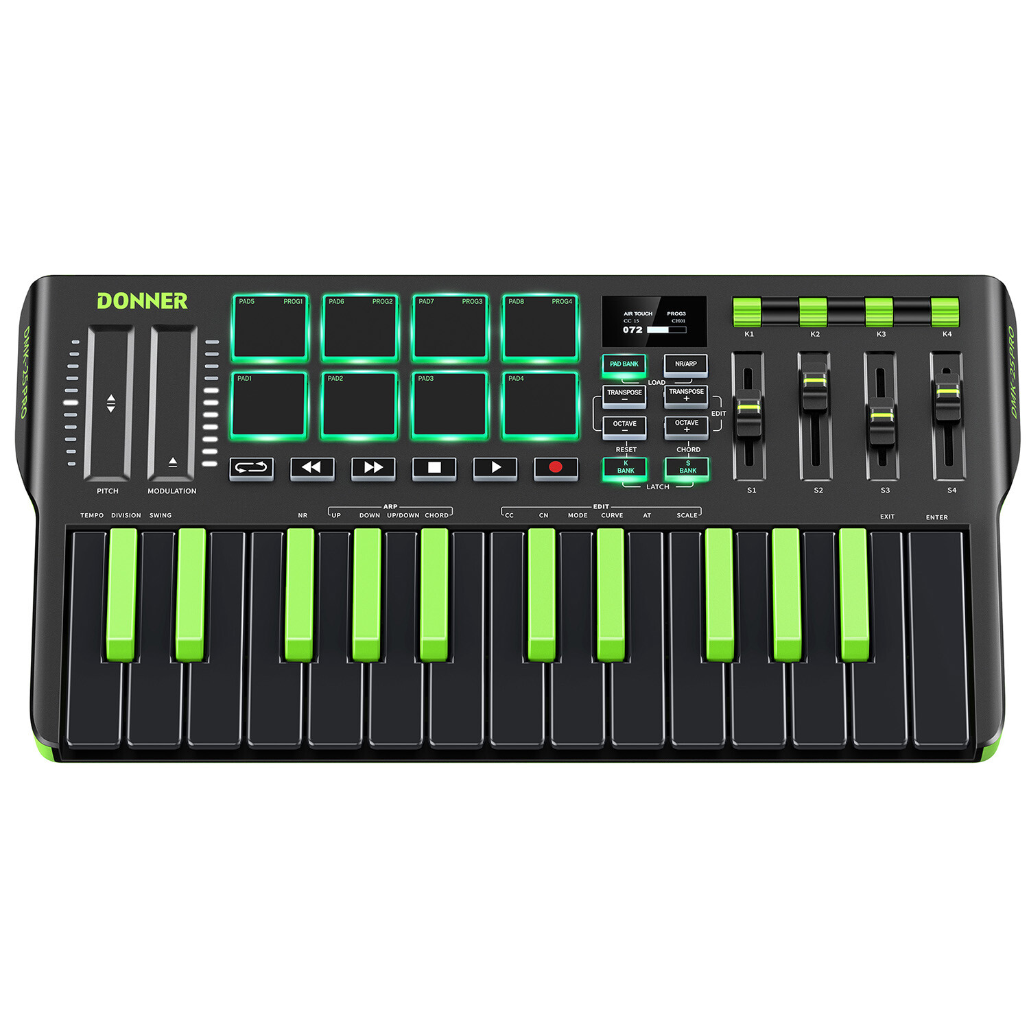 🎹 Donner DMK25 Pro MIDI Keyboard DJ Controller OLED 25 Key 8 Drum Pad Touch Bar