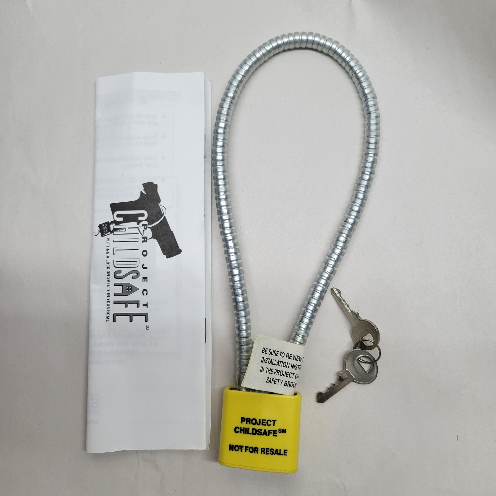 PROJECT CHILDSAFE Gun Lock - Child Safe Cable With Padlock, 2 Keys, Instructions