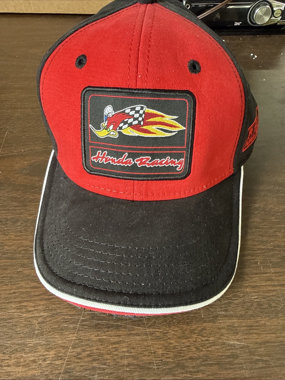 NWT /Bill Defect (shown In Pic) Honda Racing, Black/Red 4-Flex Cotton Cap, S/M
