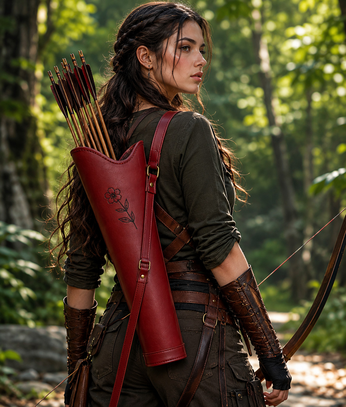 Traditional Red Leather Archery Quiver – Handmade Hunting Arrow Holder