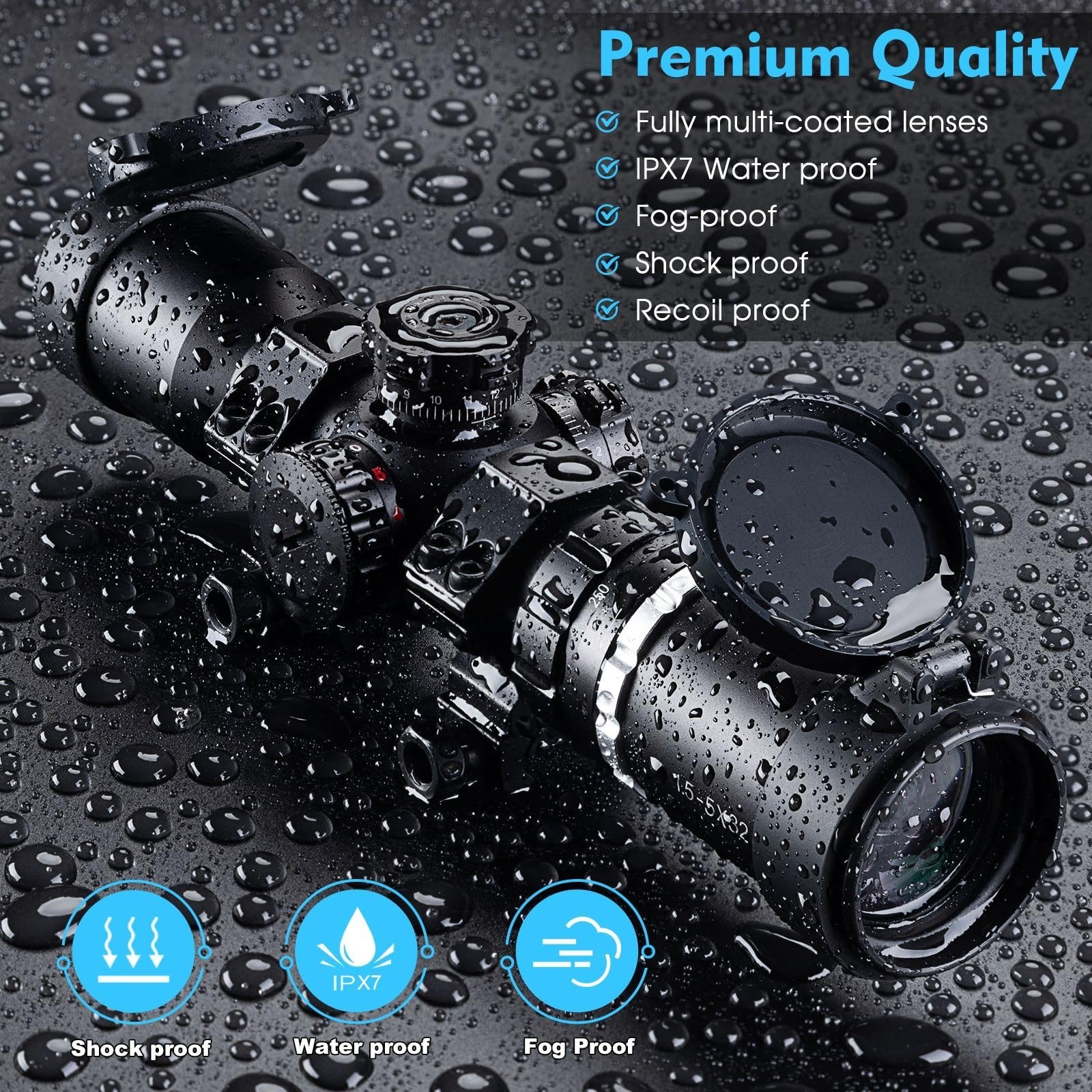 Crossbow Scope 1.5-5x32, with Locking Ring, 250-450 FPS Speed Adjustment, Spe...