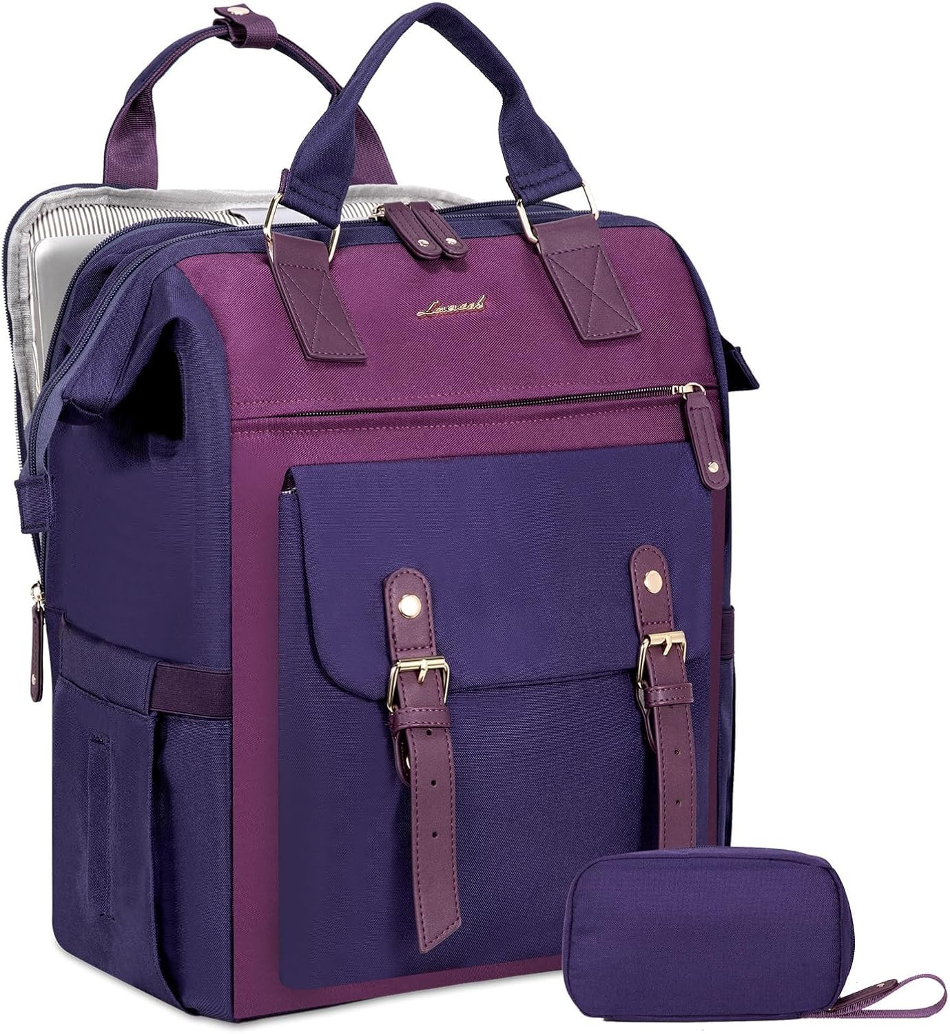 Water-Resistant 17.3" Anti-Theft Laptop Backpack - Purple Blue