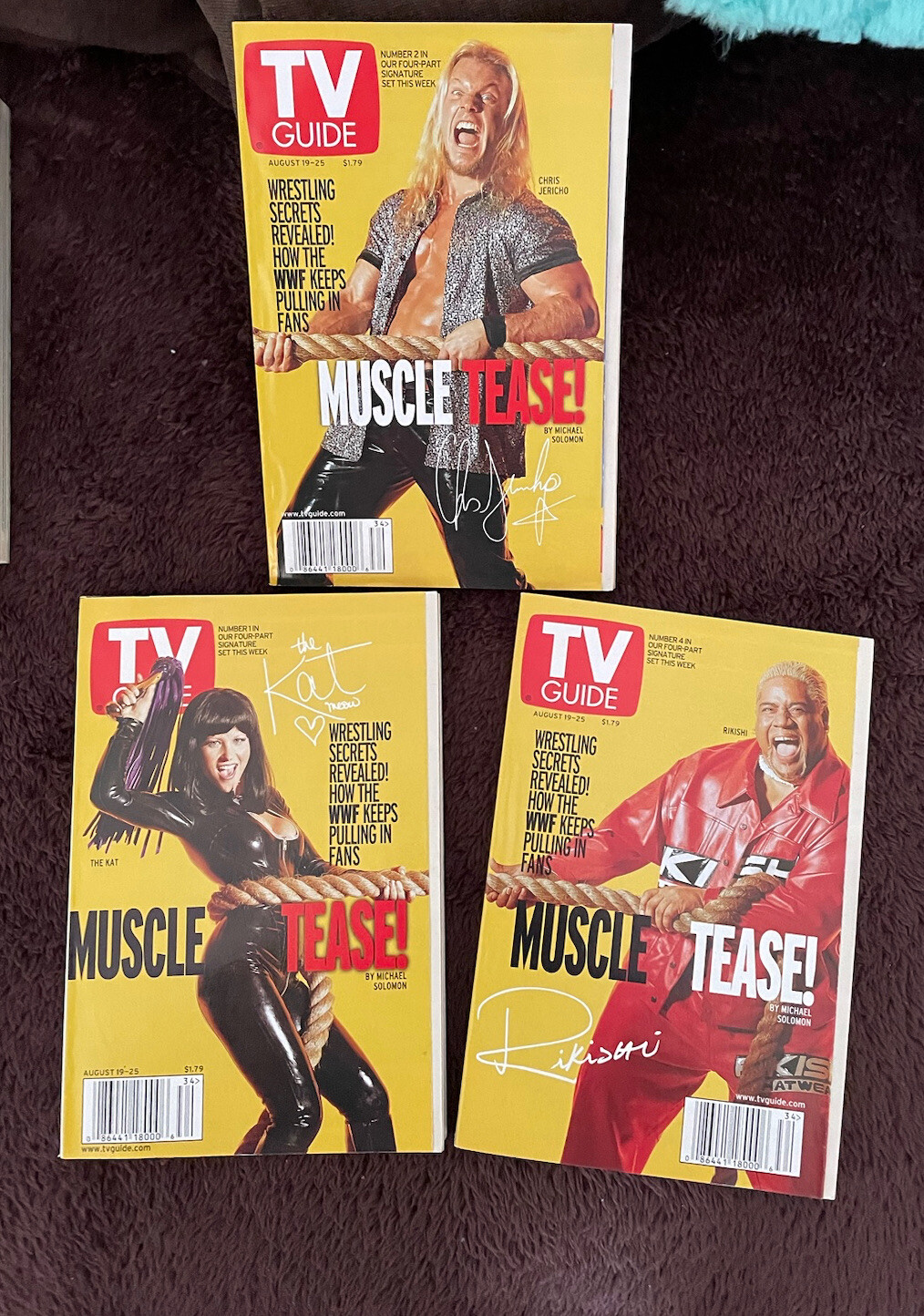 TV Guide August 19-25 2000  Three WWF Wrestler Rikishi, Jericho, And Kat New