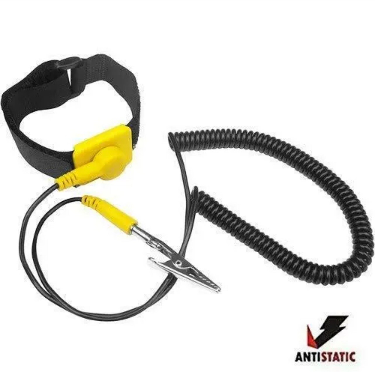 2 Pack Anti-Static Adjustable Grounding Wrist Strap Components Black,Yellow