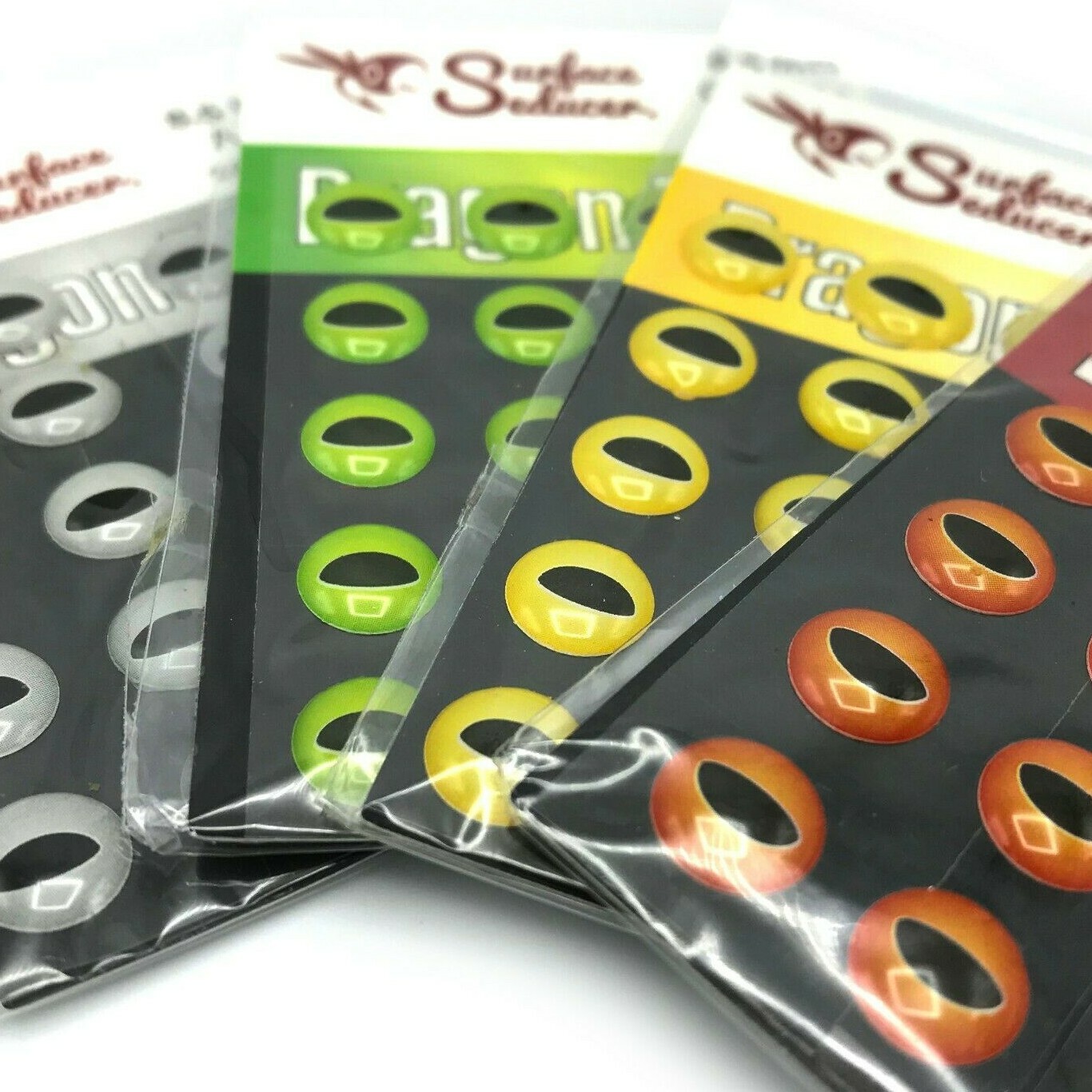 SURFACE SEDUCER DRAGON EYES - Fly Tying 3D Adhesive Lure Eyes Reptile Snake Frog
