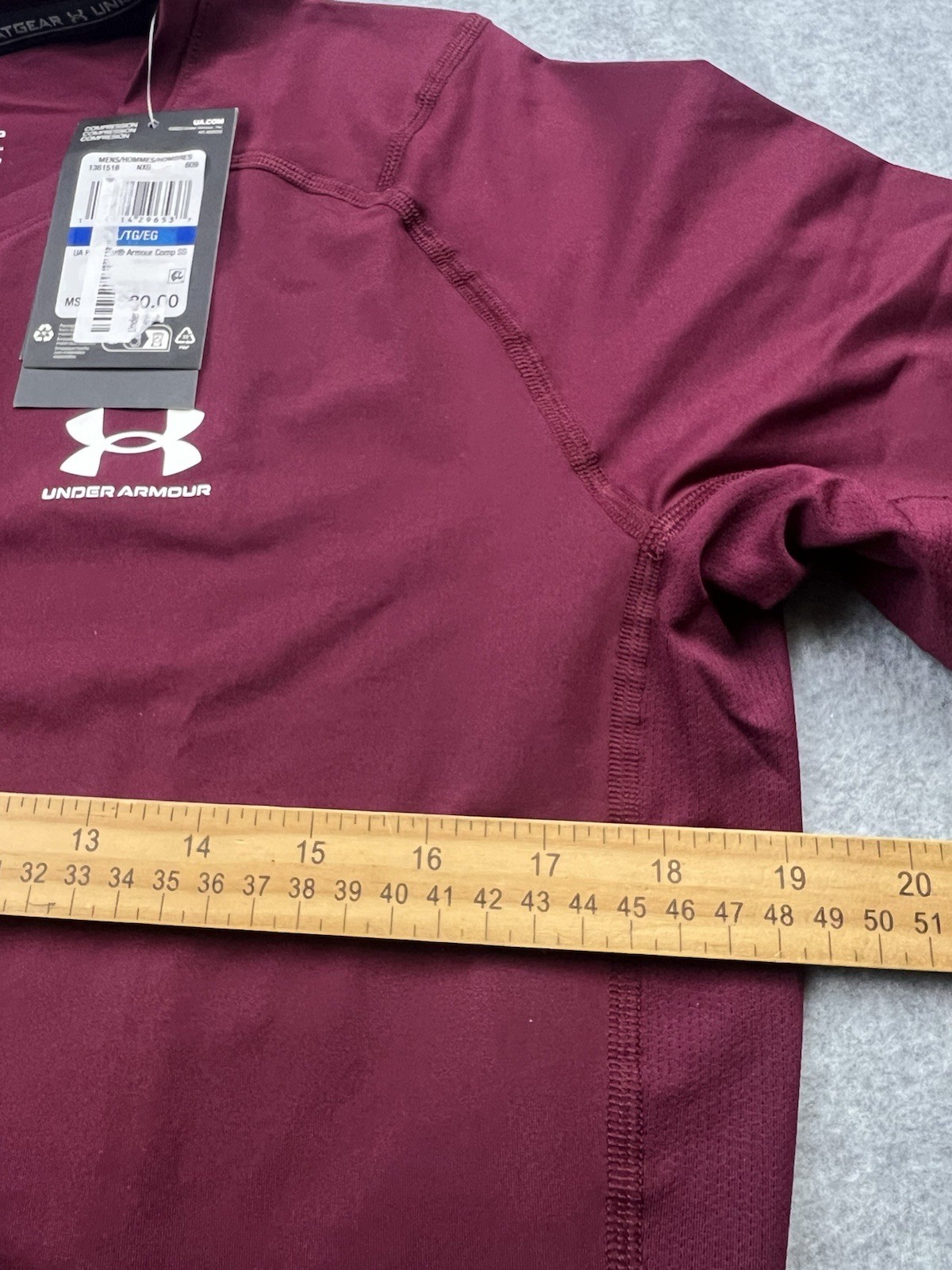 Under Armour Men's HeatGear Short Sleeve Compression Shirt Sz XL Maroon 1361518