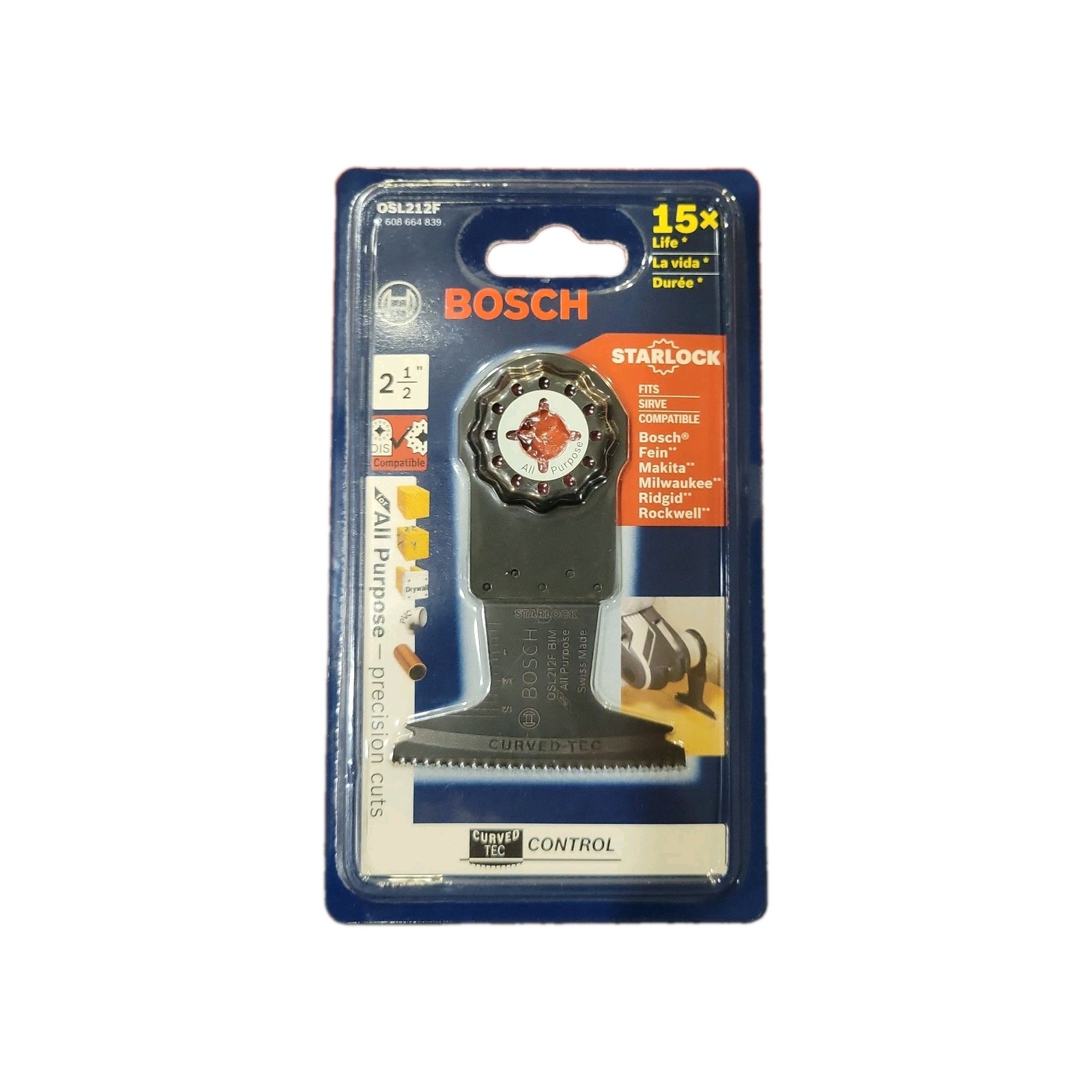 Bosch OSL212F 2-1/2"All Purpose Plunge Cut Blade Oscillating Multi Tool Starlock