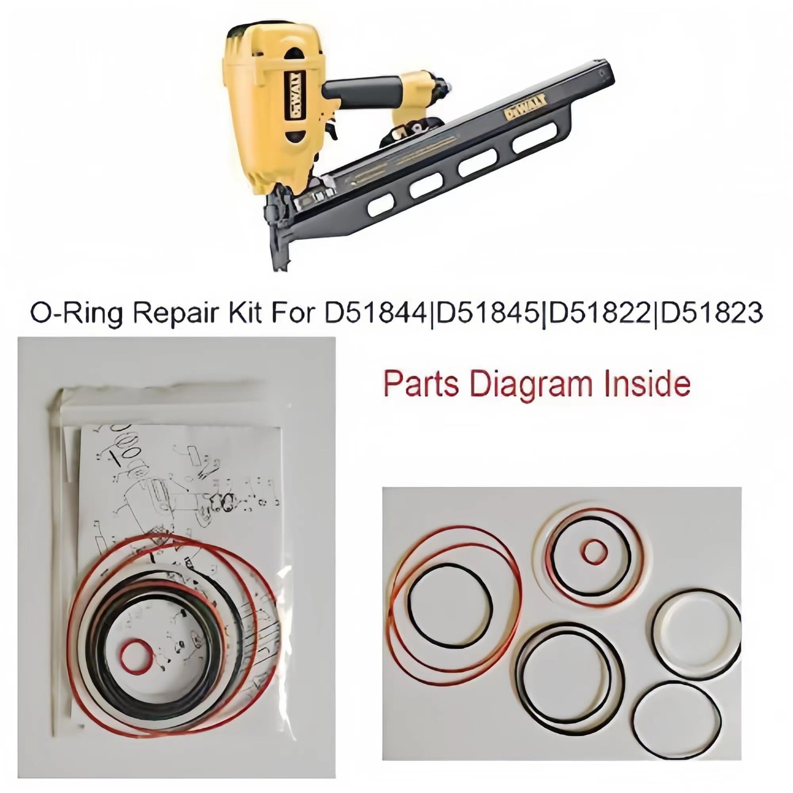 Generic D51844 Maintenance O-Ring Universal Frame Nail Rebuild Kit black