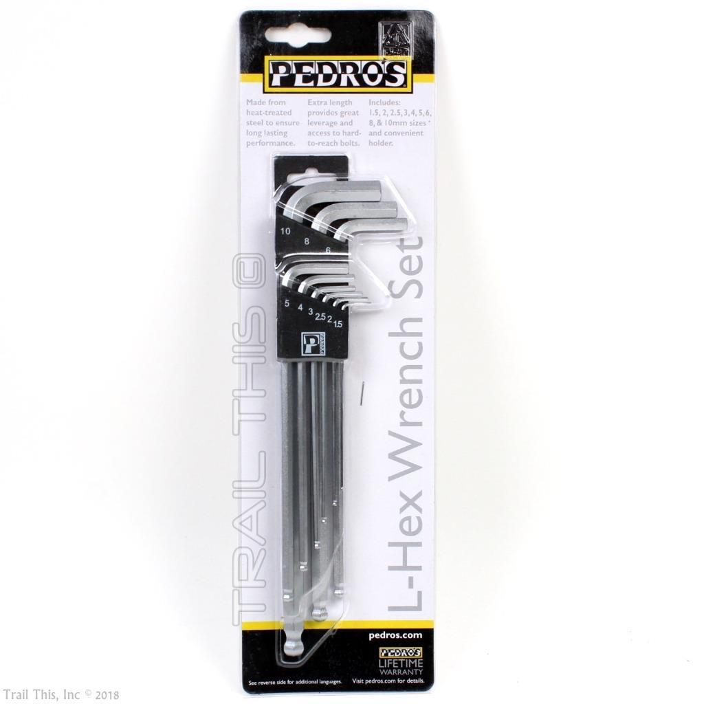 Pedros 9-Piece Bicycle L-Hex Wrench Set Metric Torx Tool Steel with Holder