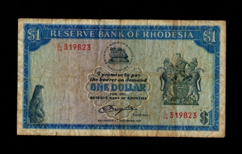 RESERVE BANK OF RHODESIA 1 DOLLAR 1976 BANKNOTE F/REF D2