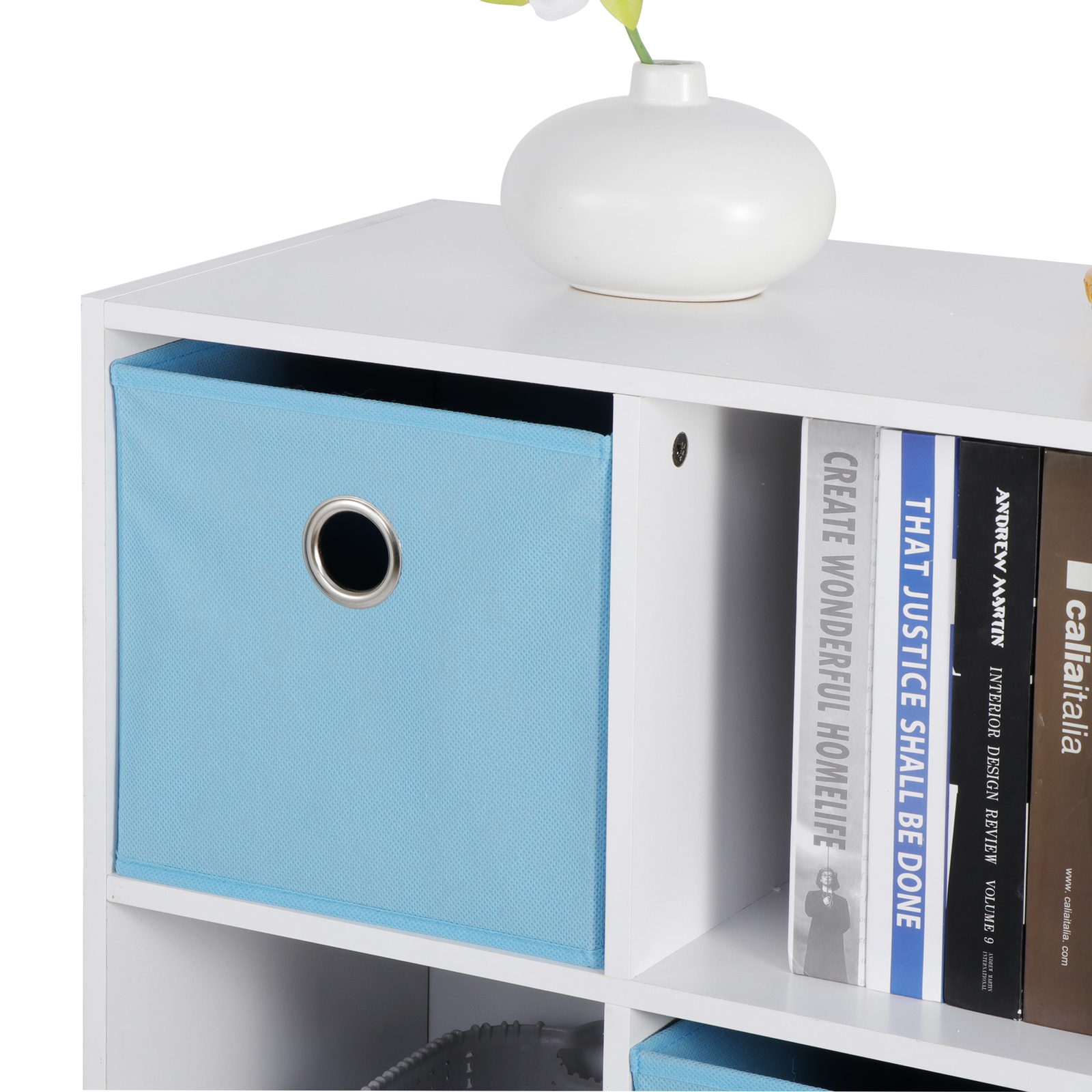 6 Cube Cubby Storage Shelf Cabinet Organizer Stackable Bookcase with 3 Drawers