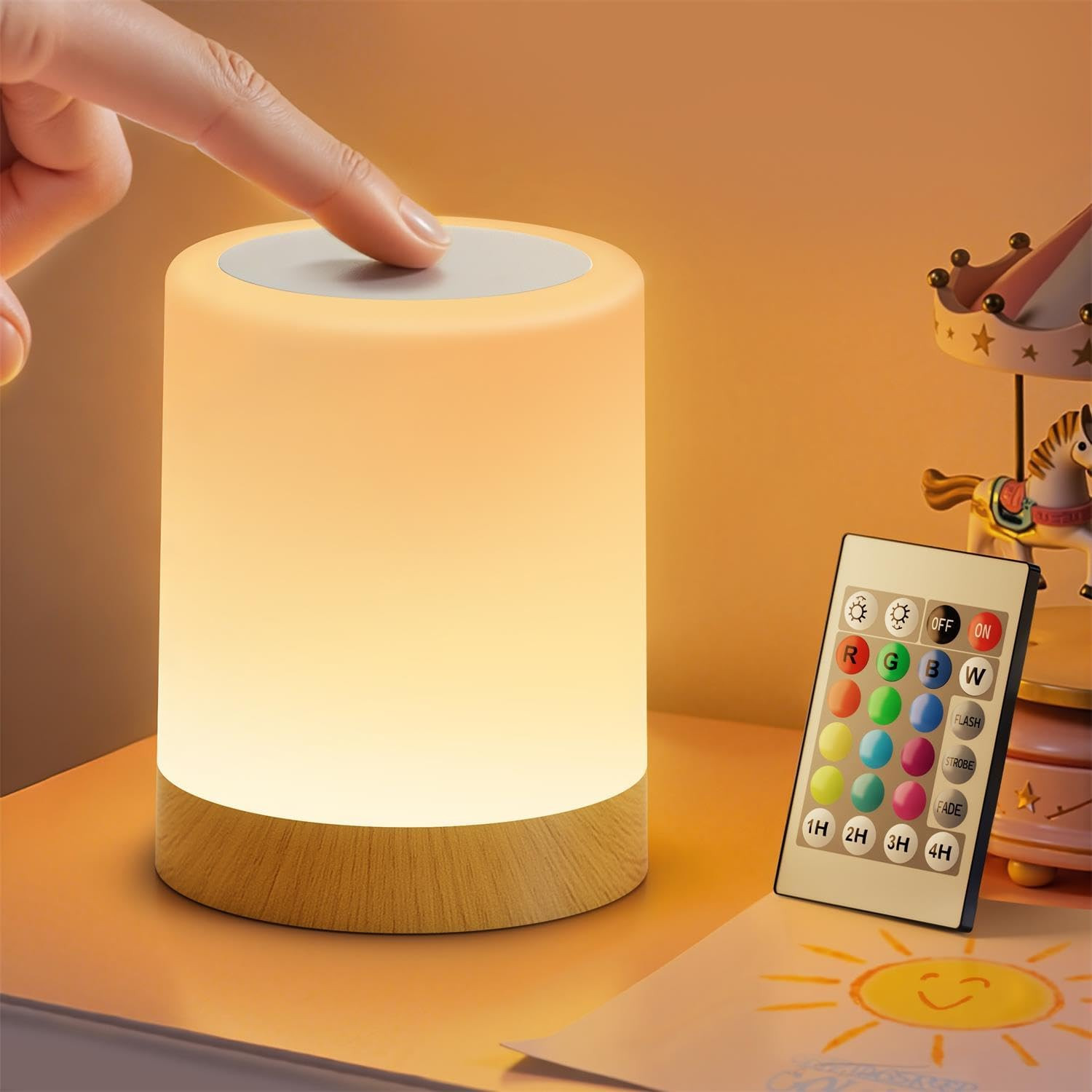 LED Night Light Bedside Lamp Touch and Remote Control Dimmable Tabletop 13 Color