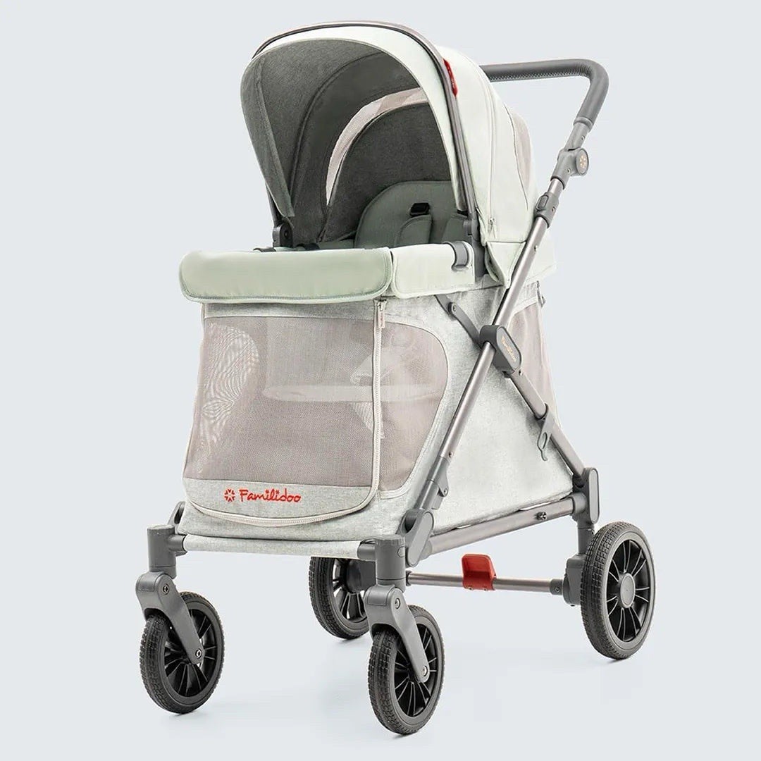 Familidoo Q1 Multi Wagon Foldable 4-Wheel Stroller w/Mesh Window& Storage Pocket