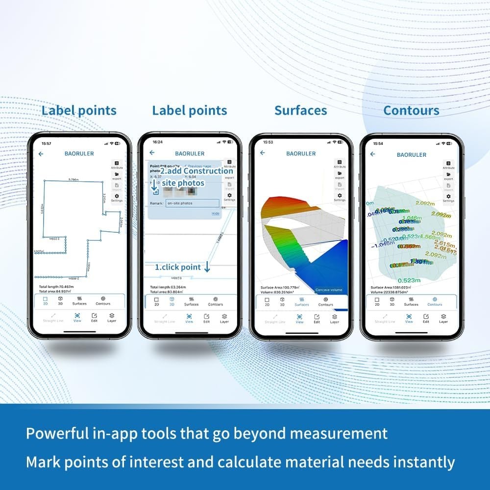 Baoruler 3D Motion Measuring Tool Walk-to-Map Digital CAD Export DXF DWG App BT