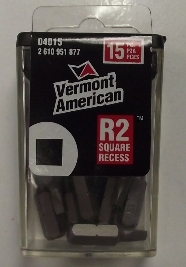 Vermont American 04015 #2 Square Recess Drive Power Screw Bits