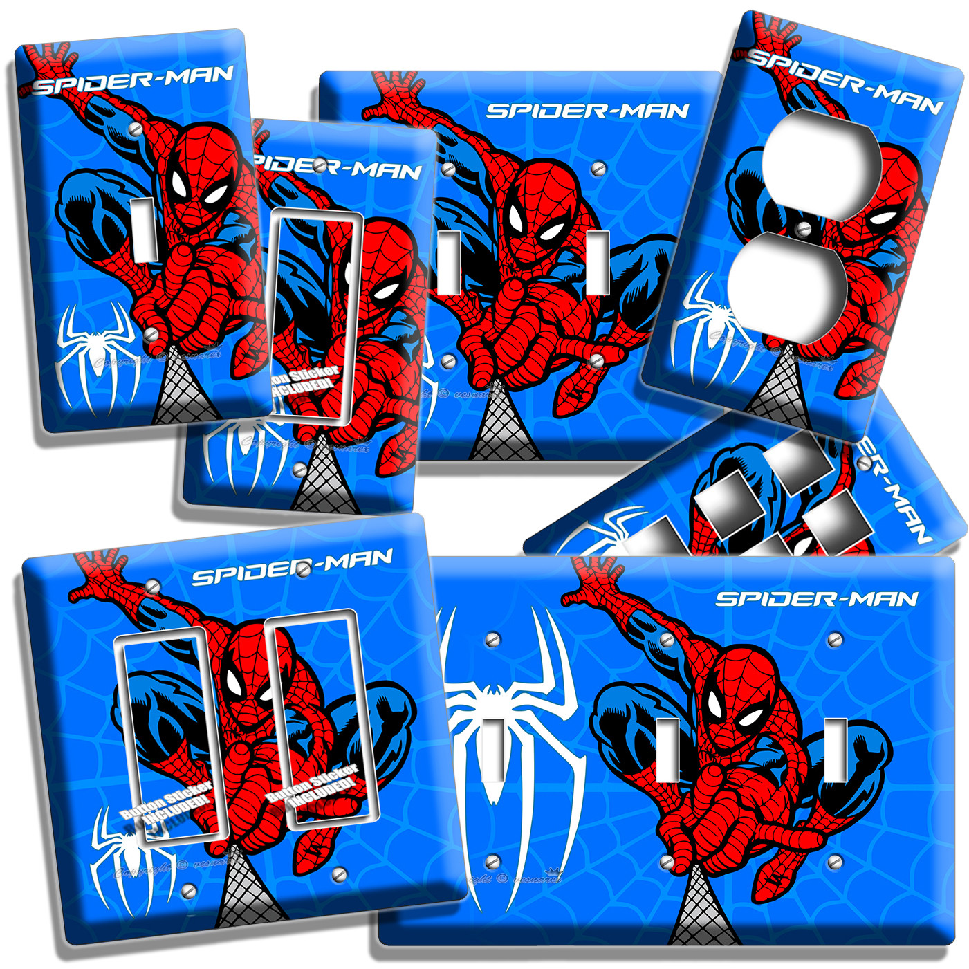 AMAZING SPIDERMAN LIGHT SWITCH OUTLET WALL PLATE BOYS COMICS GAME ROOM ART DECOR