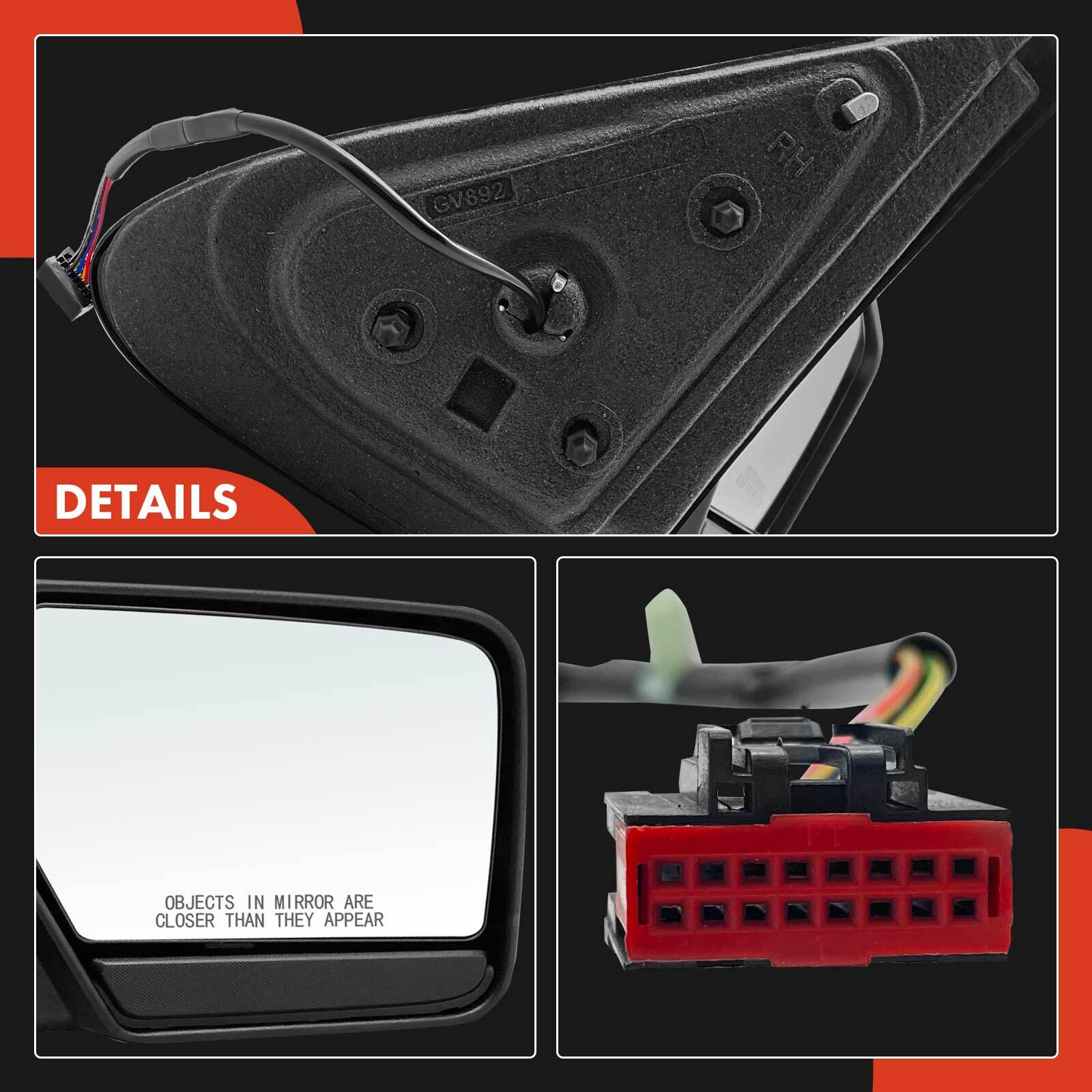 A-Premium Passenger Power Mirror w/ Manual Fold for Ford Expedition 2007-2014