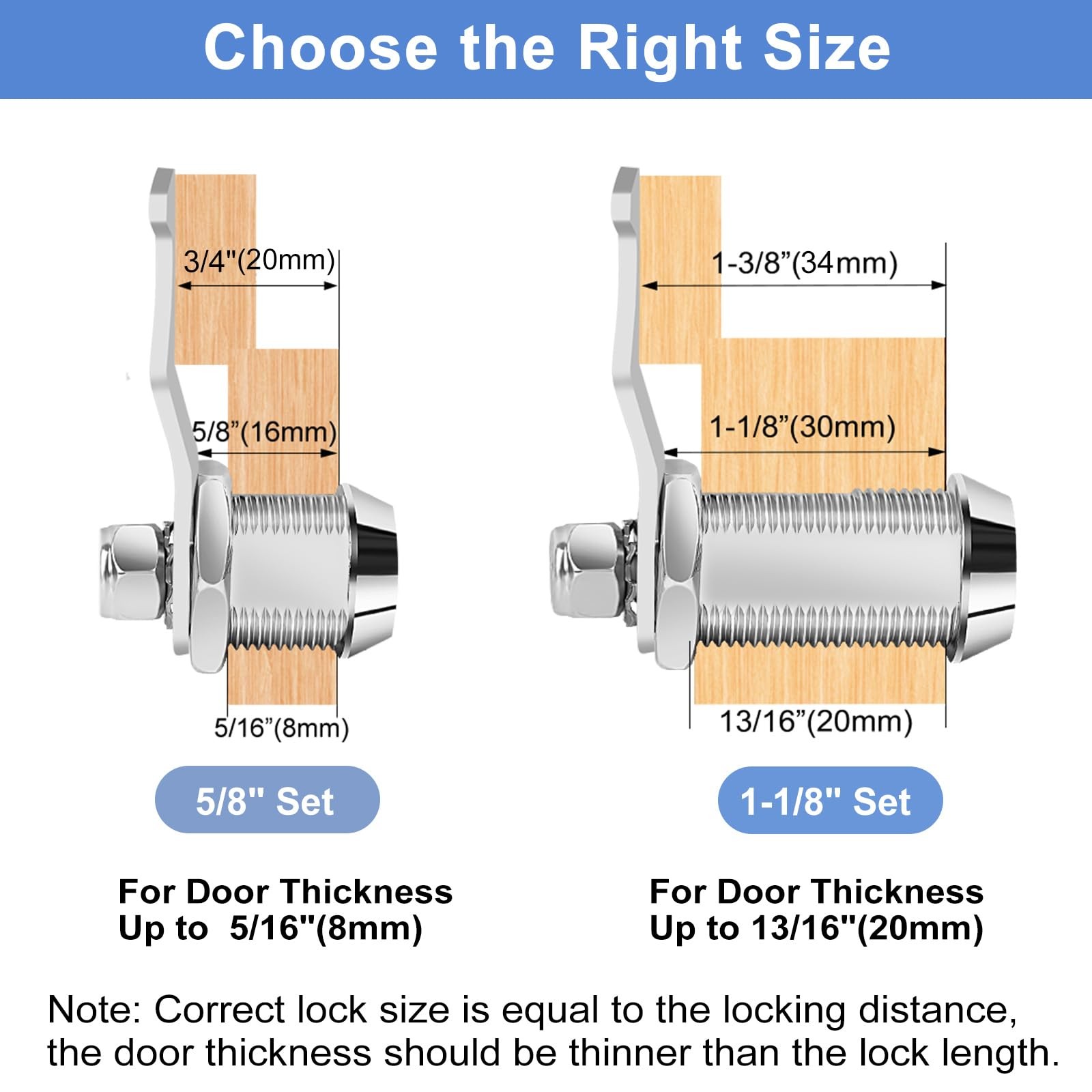 RV Storage Lock - 1-1/8" Cam Lock Keyed Alike Toolbox Locks Replacement for C...