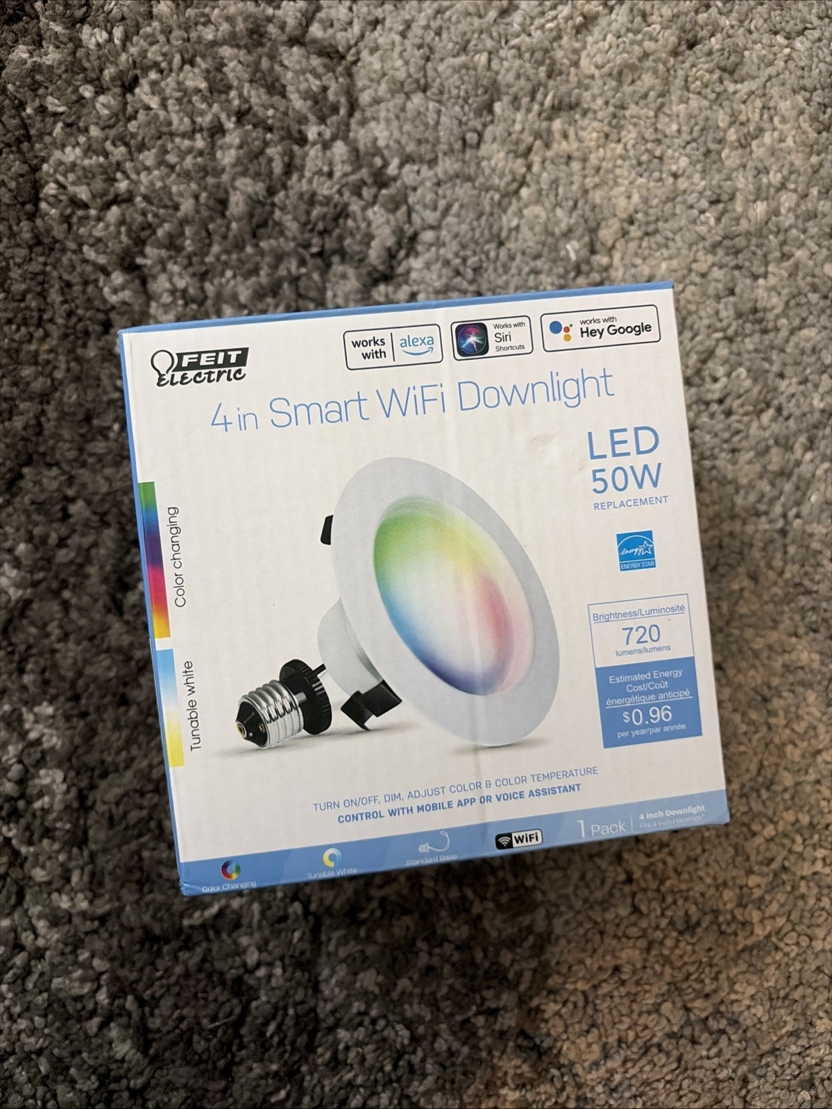 Feit Electric Smart WiFi LED Downlight Color Changing 720lm LEDR4RGBW/AG