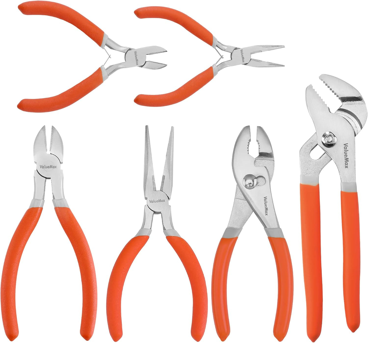 6-Piece Pliers Set, Includes 6 Inch& 4-3/4 Inch Long Nose, 6 & 4-1/4 Inch Diagon