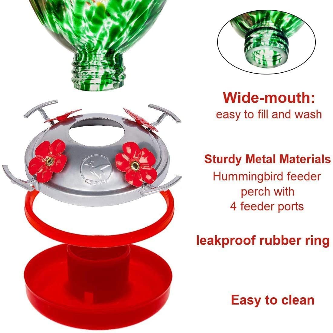 REZIPO Hummingbird Feeder Bottom Base Replacement Accessory Red
