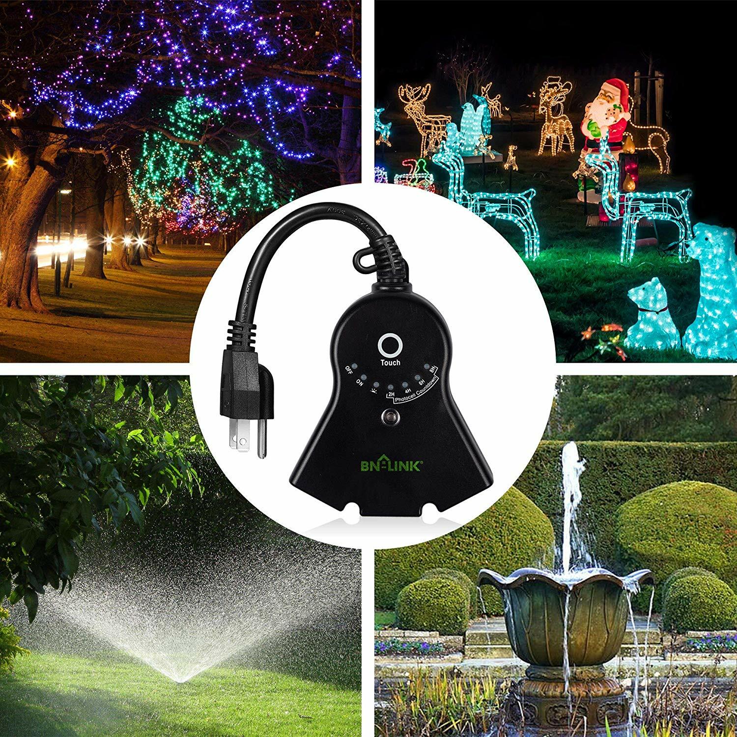 BN-LINK Outdoor Touch Sensor Timer Outlet With Photocell Light Sensor Waterproof