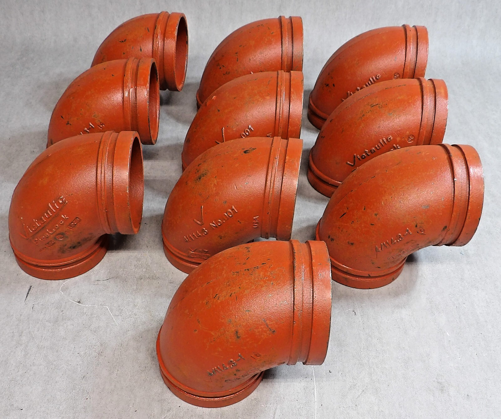 Lot 10 Victaulic 4" Firelock 90 Degree Elbows 4/114.3-1 Grooved Pipe Fittings