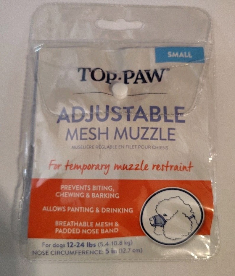 Top-Paw Adjustable Mesh Muzzle Black  Small Dogs/Puppies 12-24 Lbs.