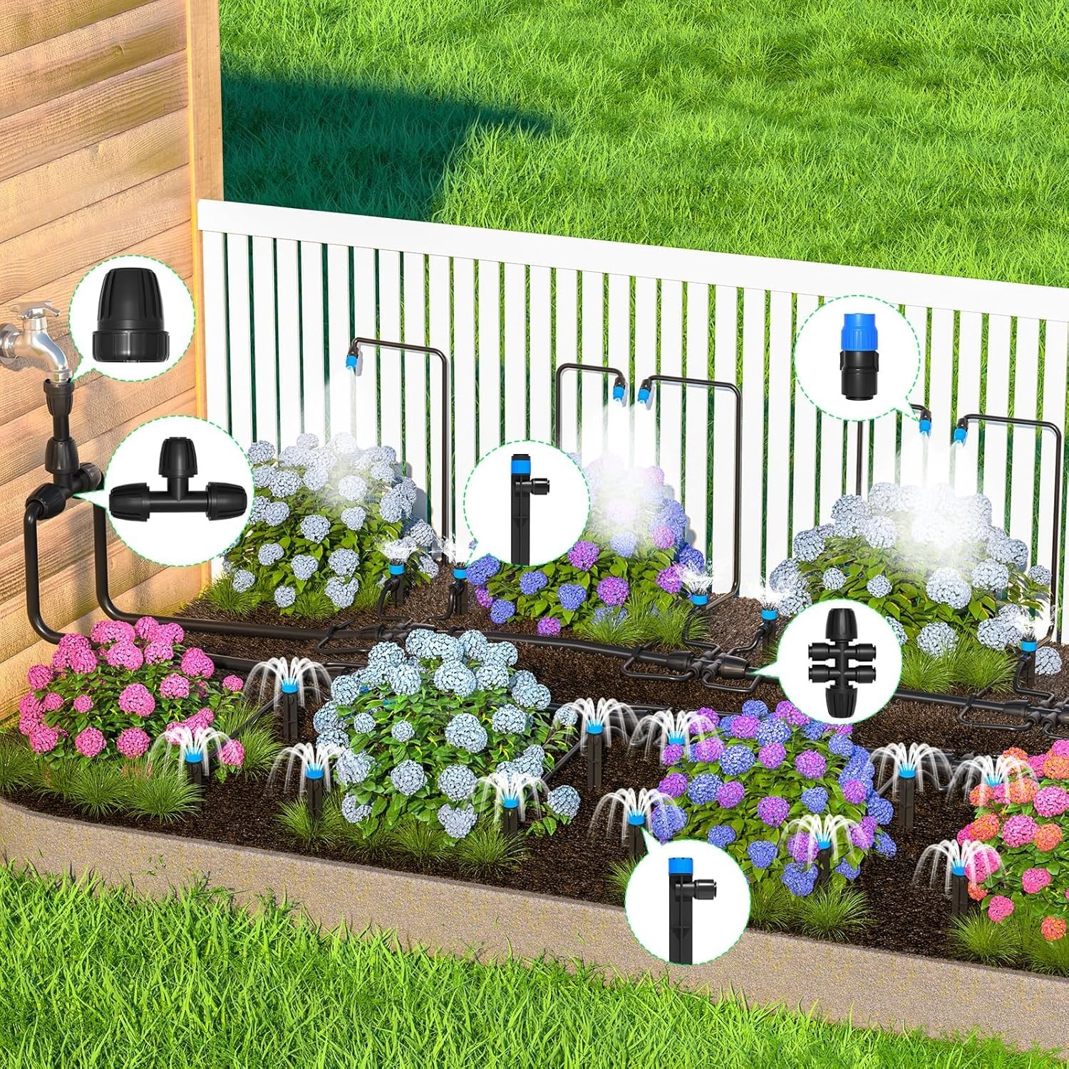 230FT Quick-Connect Drip Irrigation System Kit, Automatic Garden Watering Sys...