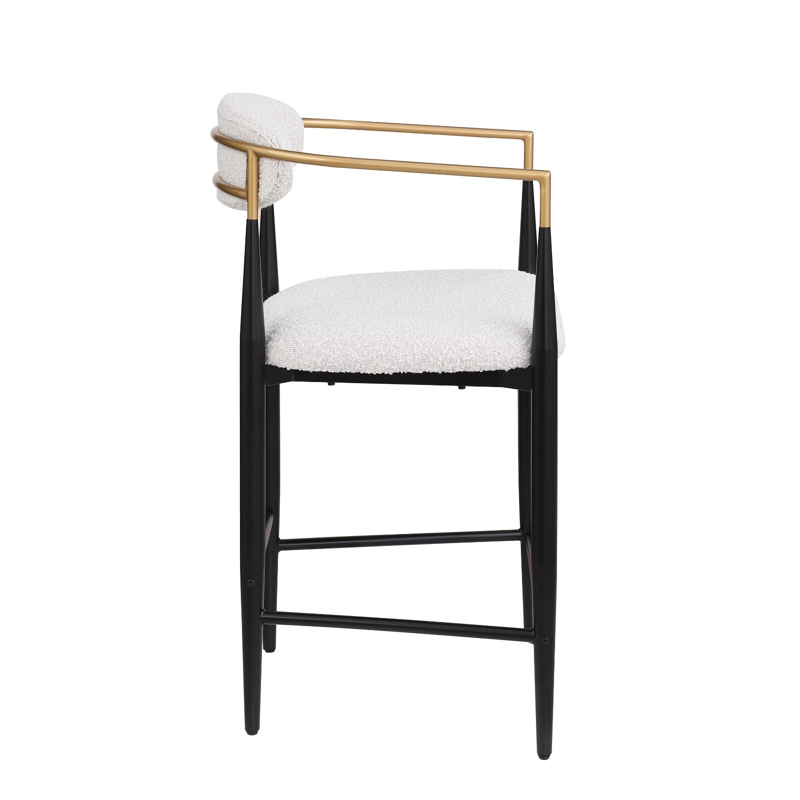 Marlowe Indoor Fabric Boucle Counter Stool Set of 2, Beige, Black, Gold