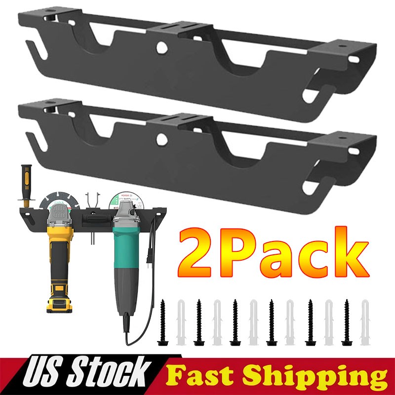 2X Angle Grinder Holder - 4 Bay Angle Grinder Rack/Stand Storage Rack Wall Mount