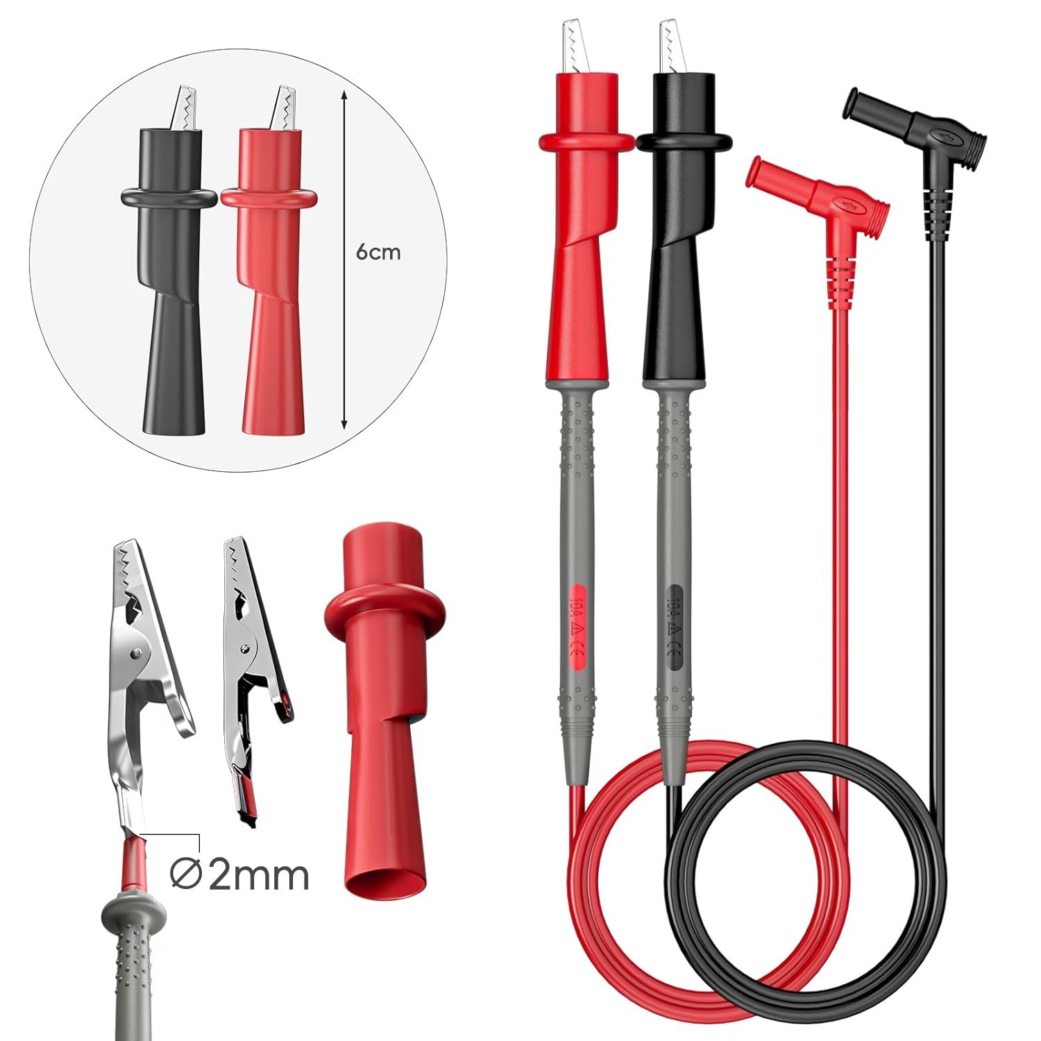 6PCS Multimeter Leads Kit with Push On Alligator Clips | Precision Sharp Pro...