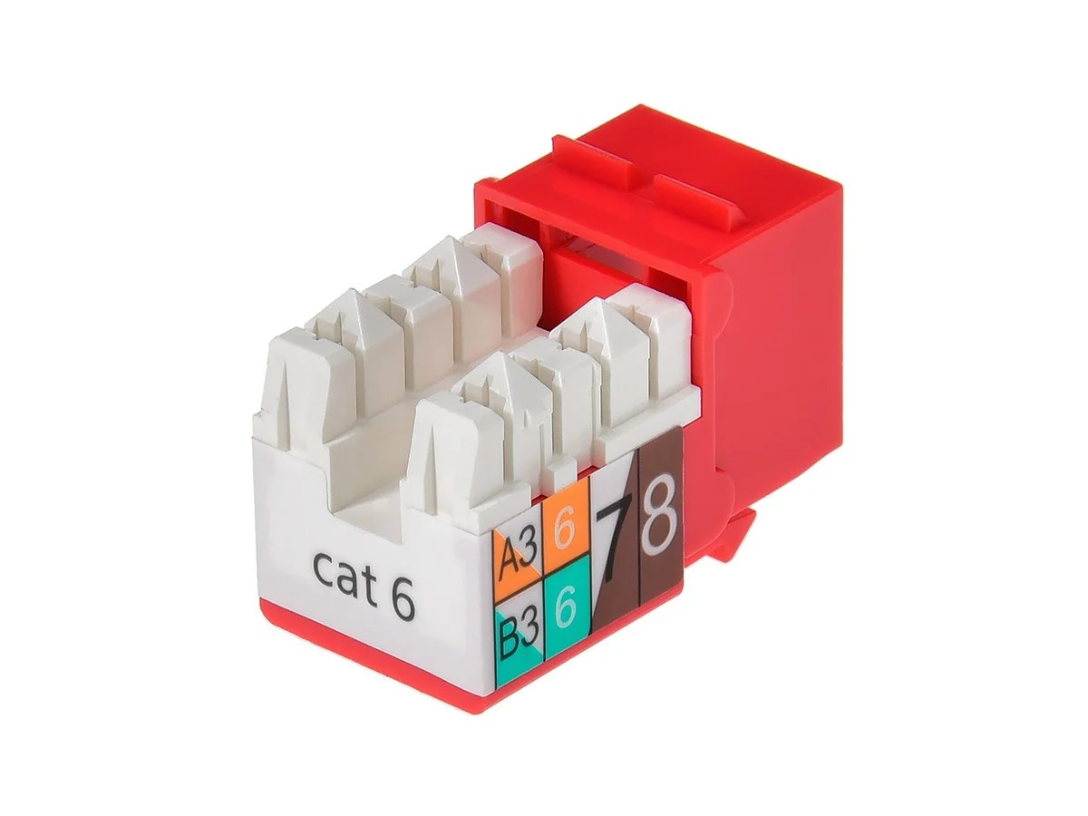 Monoprice Cat6 Punch Down Keystone Jack for 22-24AWG Solid Wire, Red