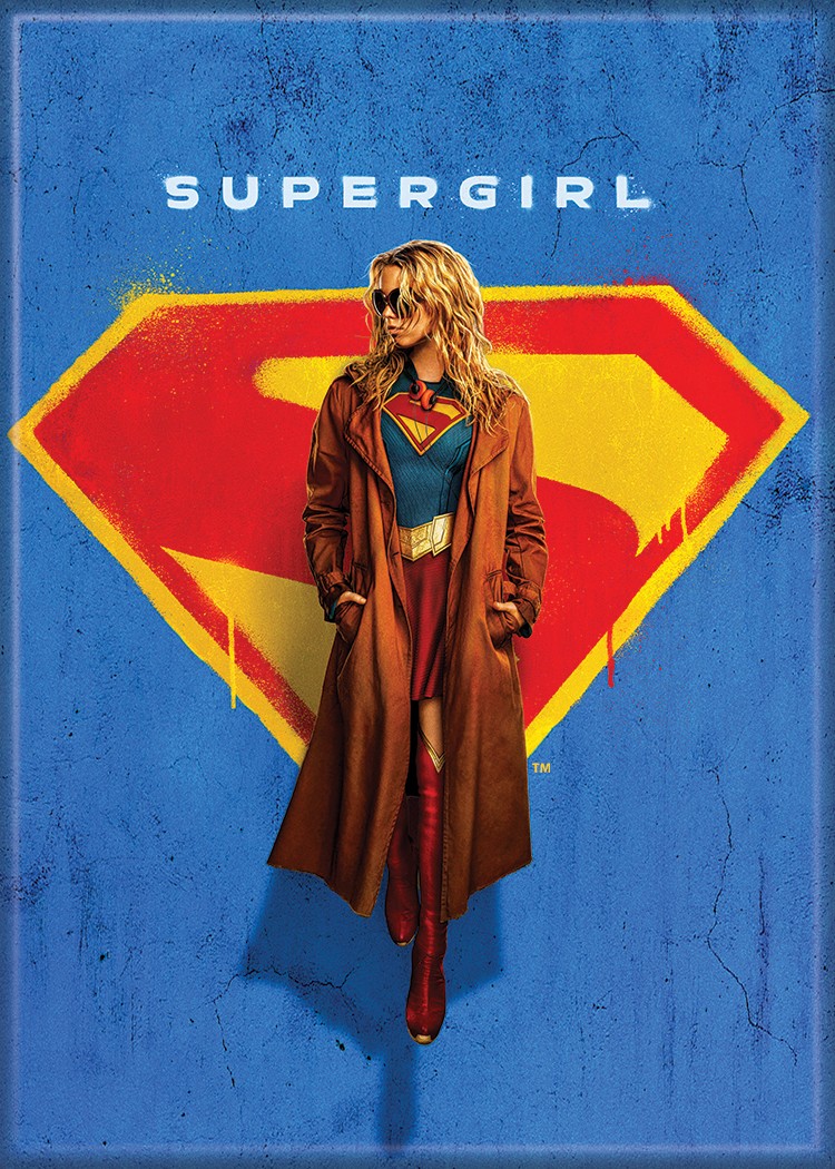 Supergirl 2026 Movie Supergirl Over Logo On Blue Refrigerator Magnet NEW UNUSED
