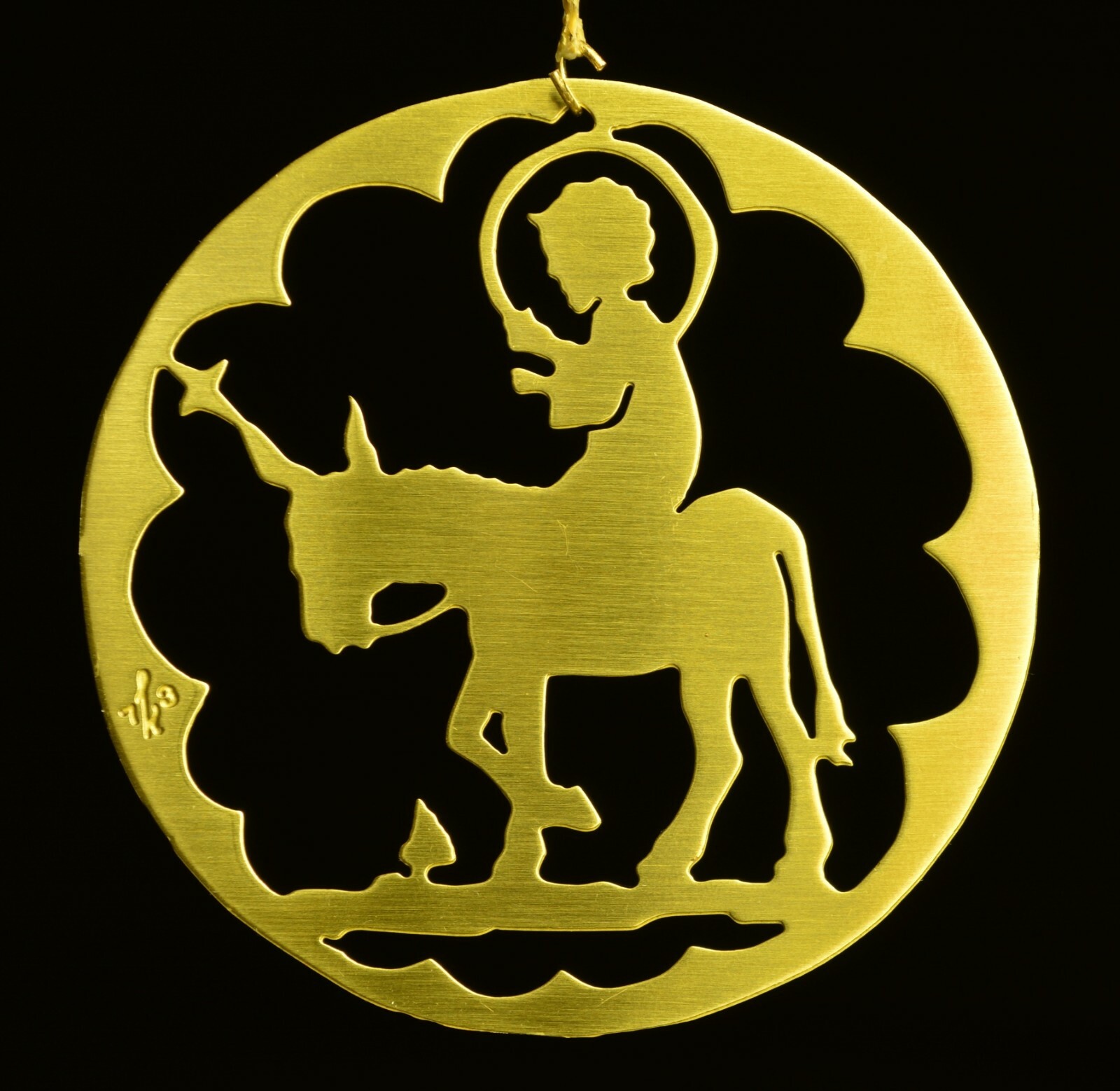 "Christ On Donkey" Brass Ornament by Kristin Kjorlaug