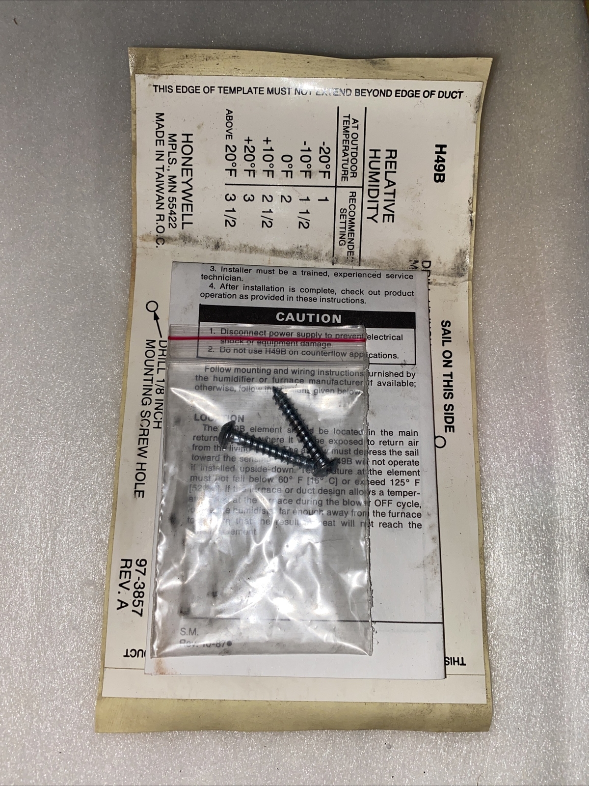 HONEYWELL H49B1017 Humidifier Controller
